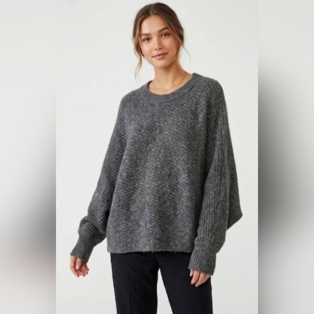 RD Style Charcoal Ribbed Knit Oversized Sweater 🩶✨